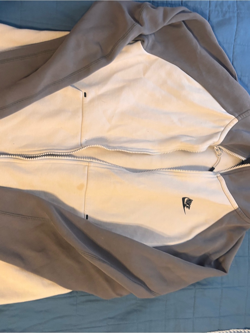 Nike Men’s Two-Tone Full-Zip Hoodie Jacket - Gray & White